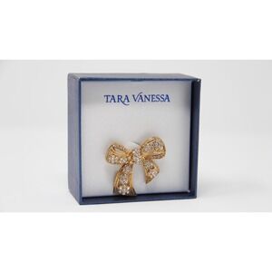 Tara Vanessa Bow Brooch Gold Tone